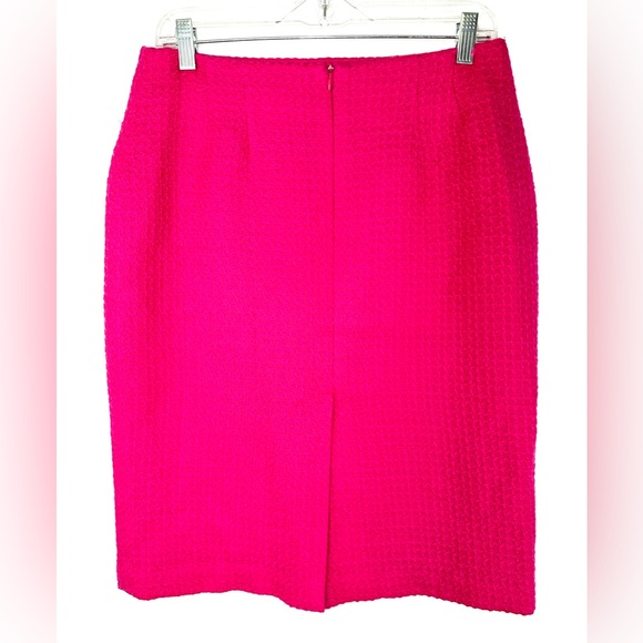 Louben Women Size 8 Fuchsia Pink Pure Virgin Wool Woven Pencil Skirt Zip Canada - Picture 2 of 10